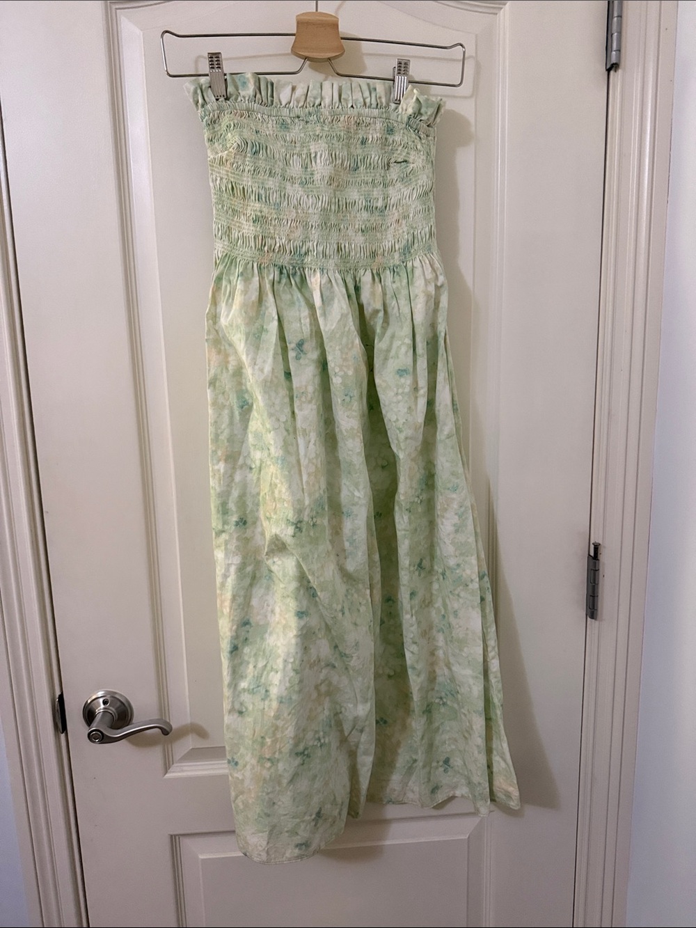Smocked Light Green Floral Kids Dress
